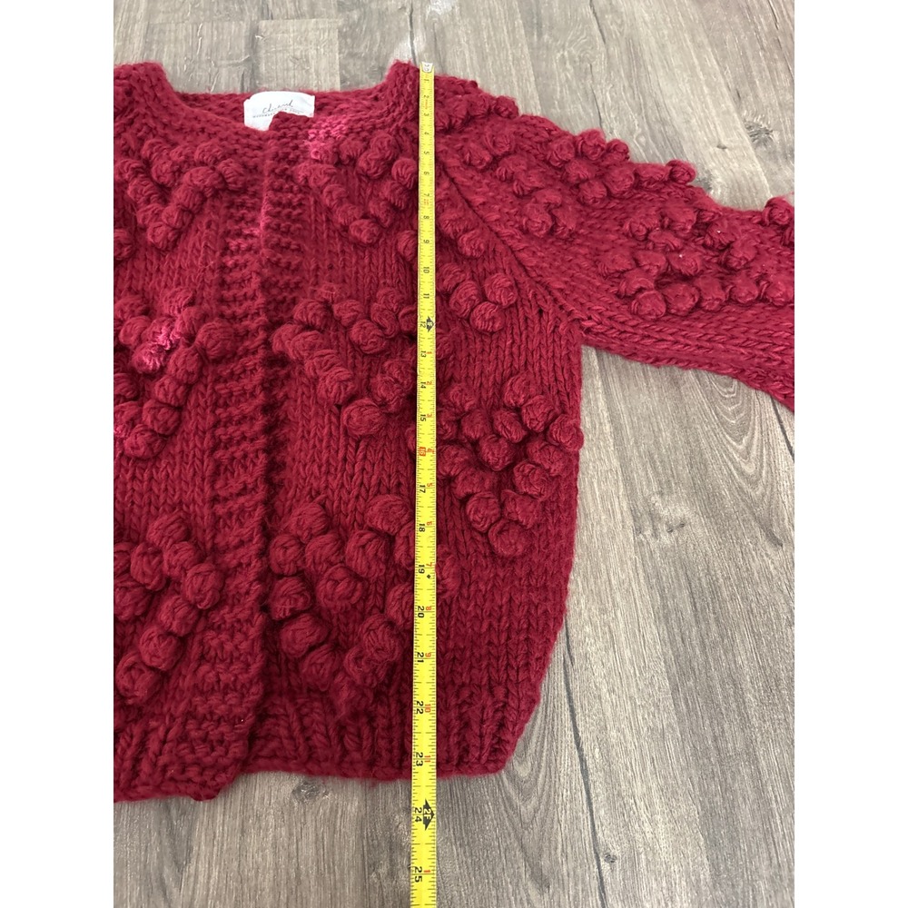 Chicwish Knit your Love Cardigan chunky Sweater Crimson‎ Red Wool Blend Med - Picture 7 of 7